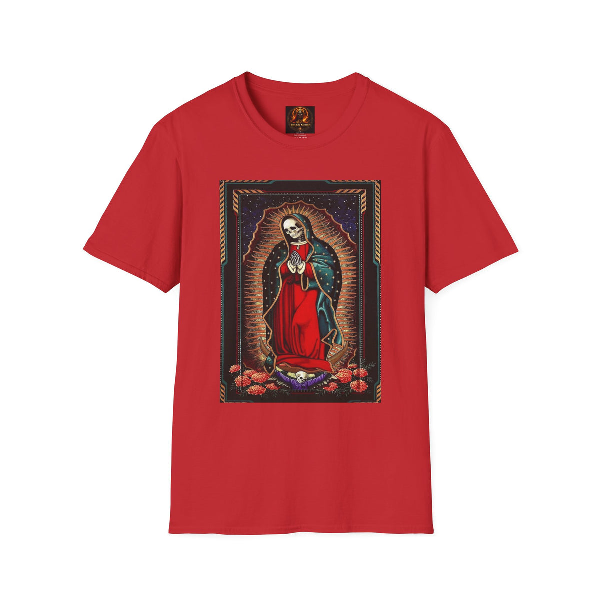 Día de los Muertos skeleton Virgin softstyle unisex tee by Hexa Noir