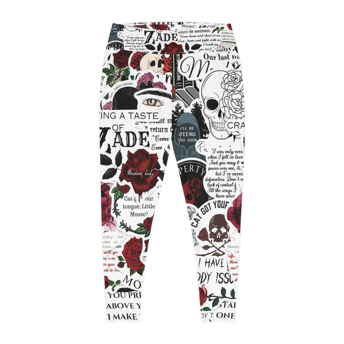 Dark Romance collage leggings, bookish goth aesthetic, by Hexa Noir