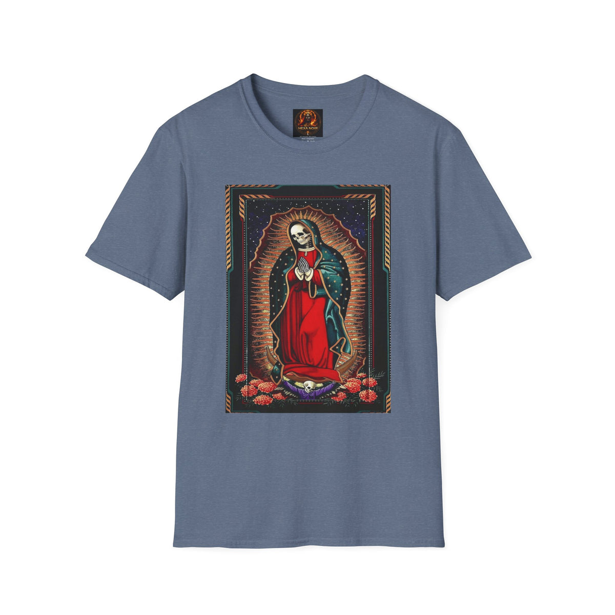 Día de los Muertos skeleton Virgin softstyle unisex tee by Hexa Noir