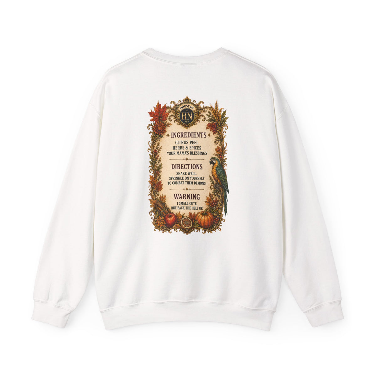 Flawda Wata Fall Herbal Magic graphic crewneck sweatshirt by Hexa Noir