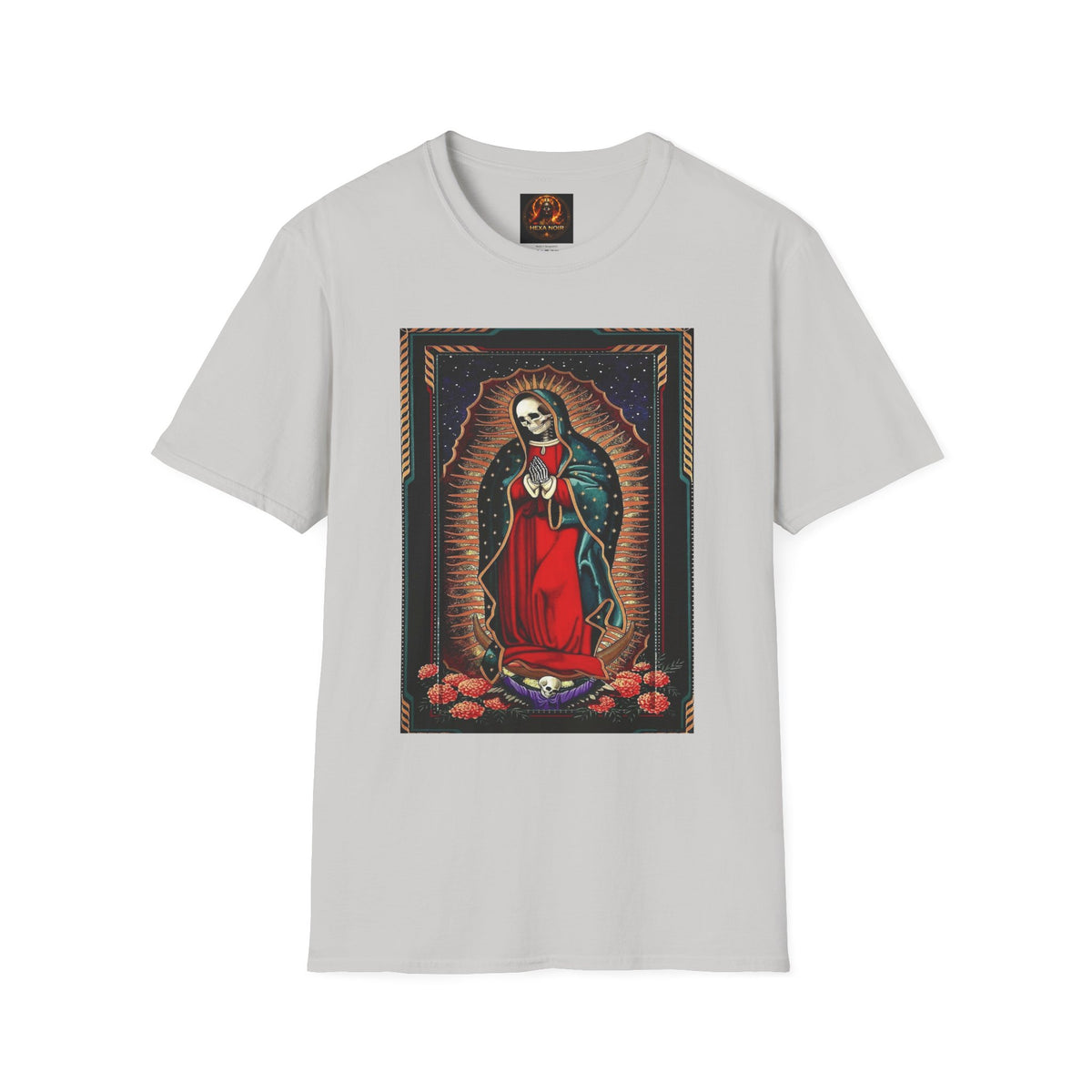 Día de los Muertos skeleton Virgin softstyle unisex tee by Hexa Noir