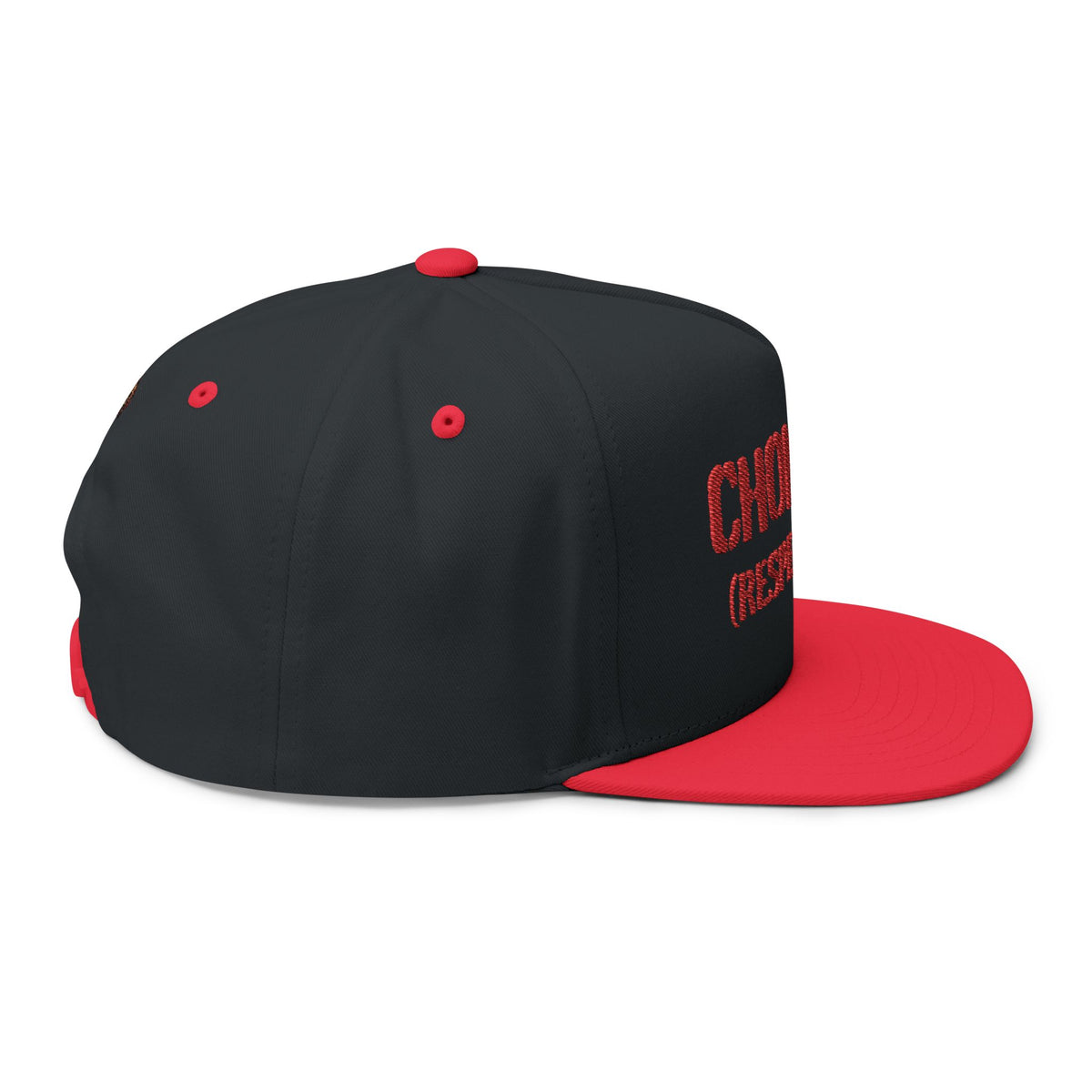 Choke Me (Respectfully) Embroidered Flat Bill Cap — Bold Novelty Snapback Hat