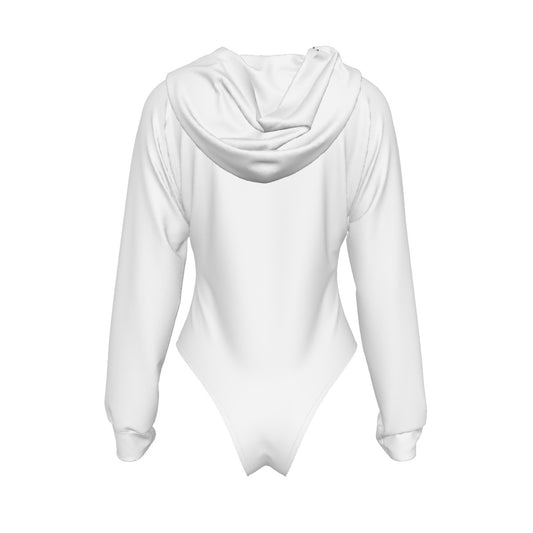 All Sugar, No Daddy white hooded bodysuit by Hexa Noir