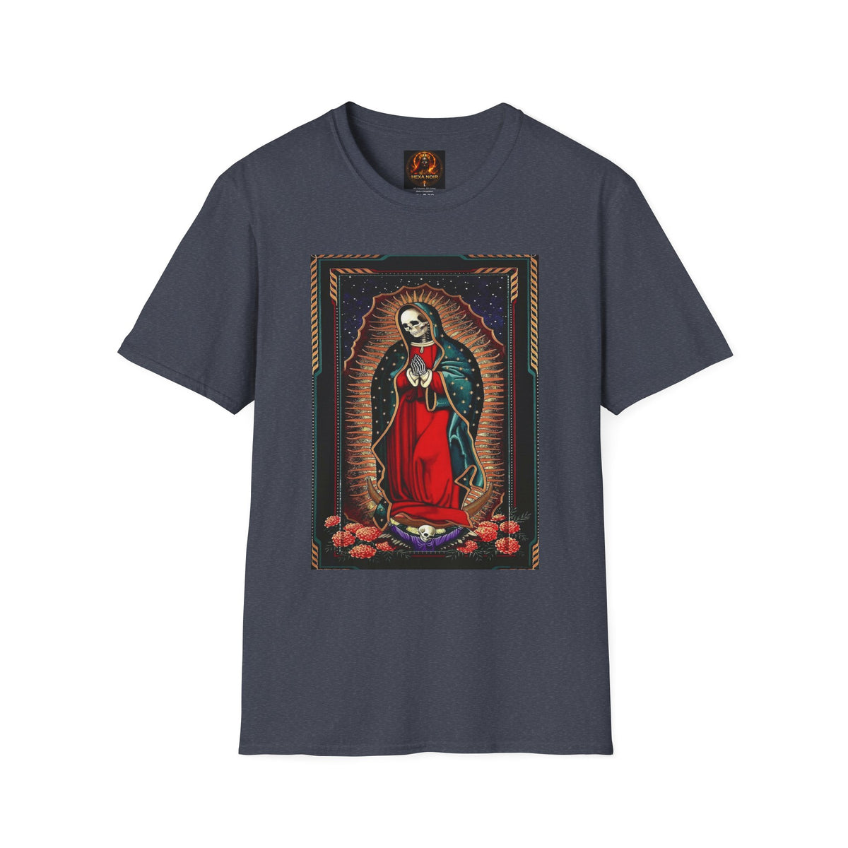 Día de los Muertos skeleton Virgin softstyle unisex tee by Hexa Noir