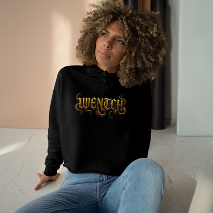 Hexa Noir Crop WENTCH Hoodie — Gold Sigil Graphic Crop Hoodie