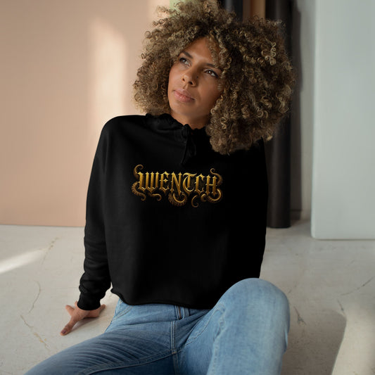 Hexa Noir Crop WENTCH Hoodie — Gold Sigil Graphic Crop Hoodie