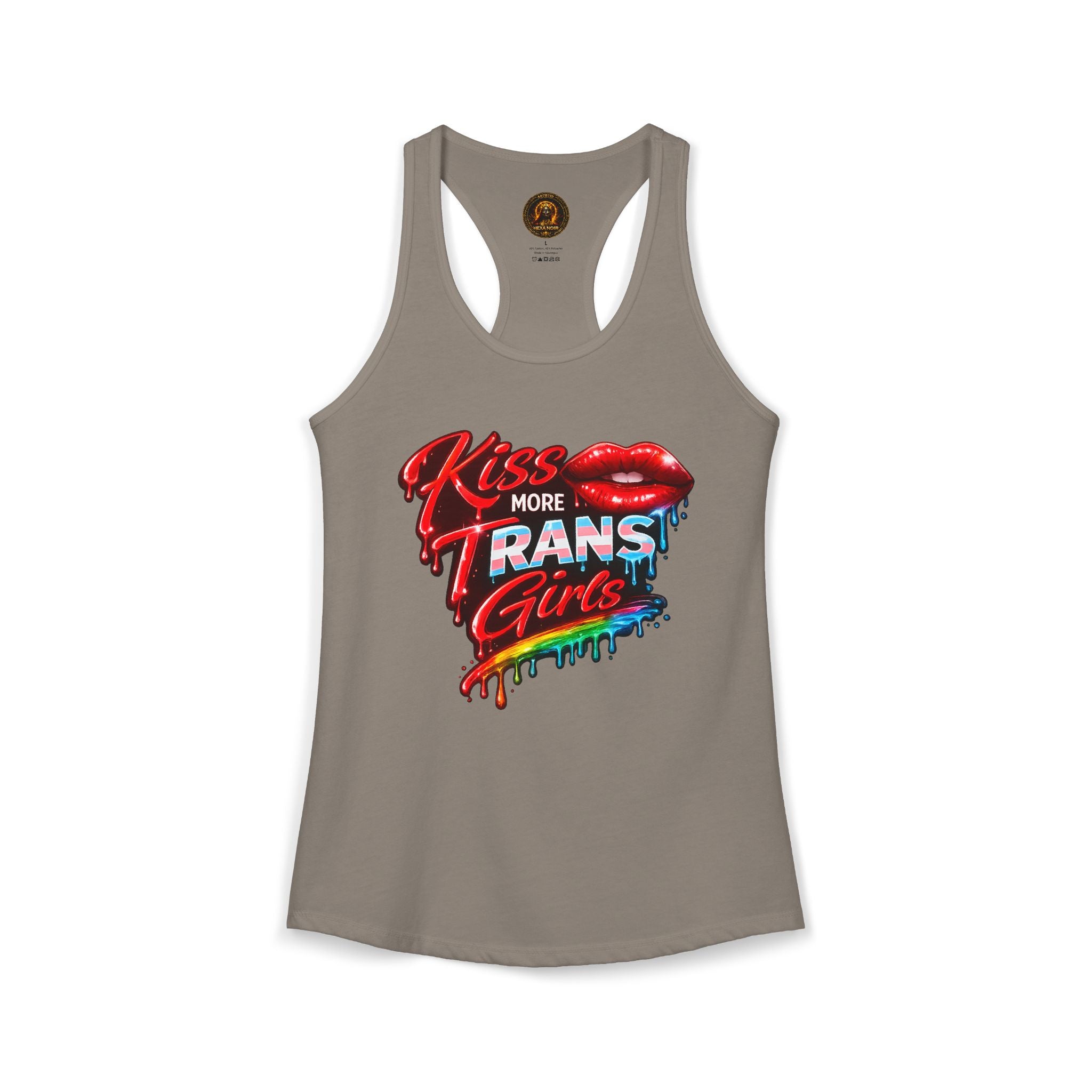 Kiss More Trans Girls Racerback Tank | Hexa Noir Pride '26 Collection