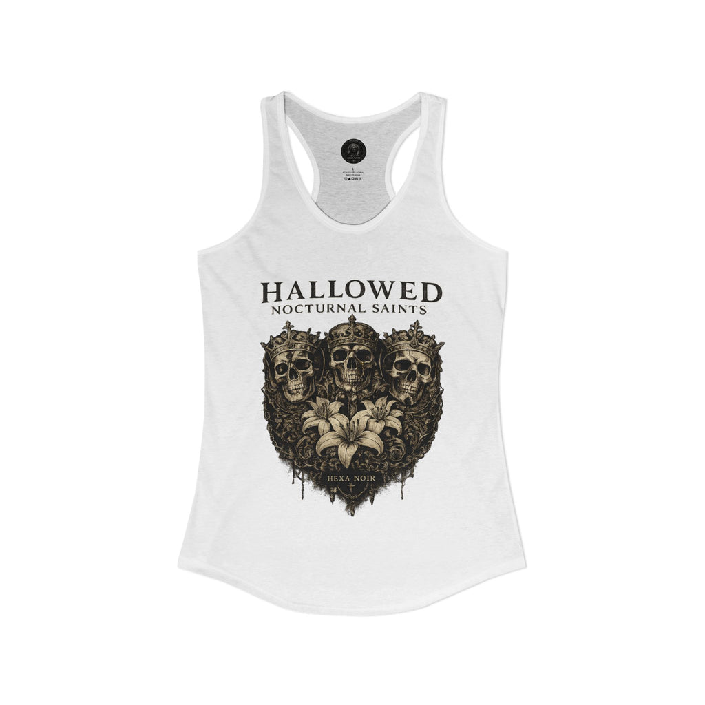 HEXA NOIR NOCTURNAL: Hallowed Nocturnal Saints Tank | Gothic Skull Floral Racerback | Dark Spiritual Streetwear