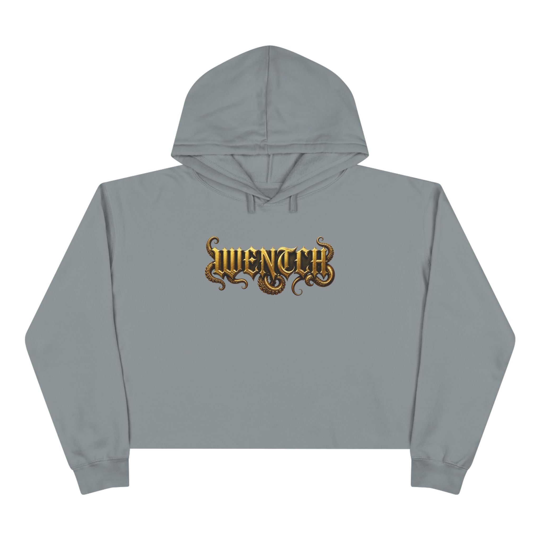 Hexa Noir Crop Hoodie — Gold Sigil Graphic Crop Hoodie