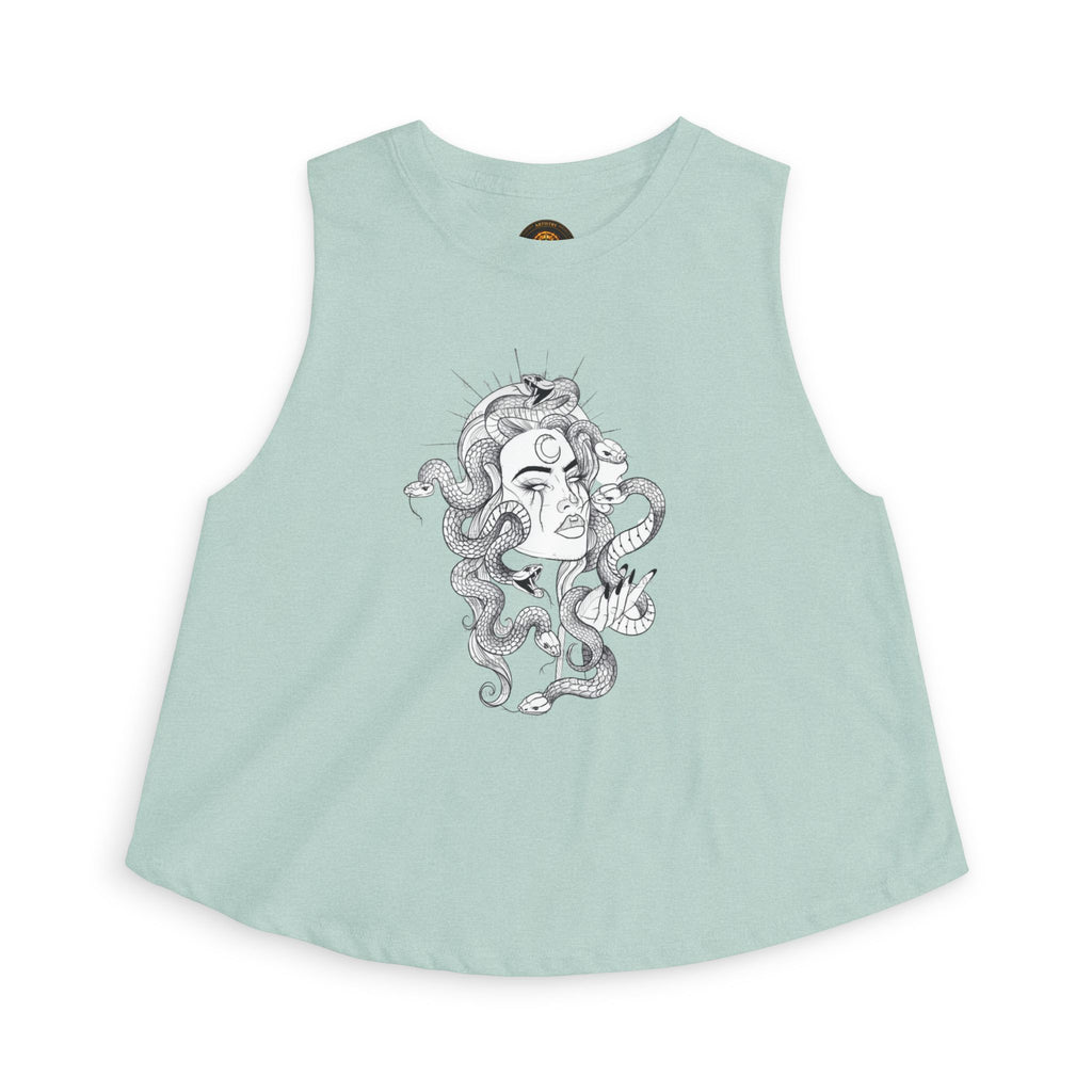 Medusa Illustration Crop Top — Mythical Goddess Graphic Tank