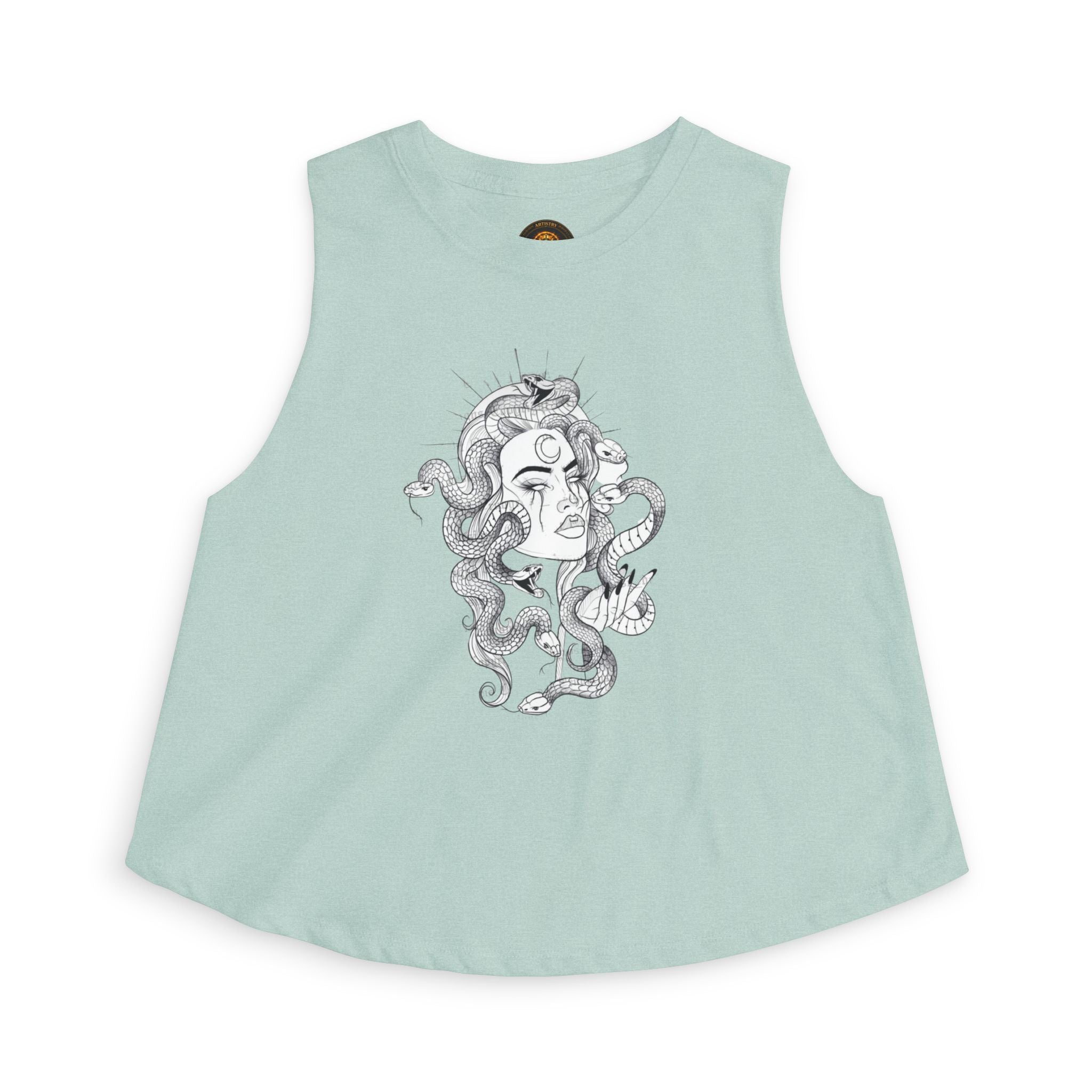 Medusa Illustration Crop Top — Mythical Goddess Graphic Tank