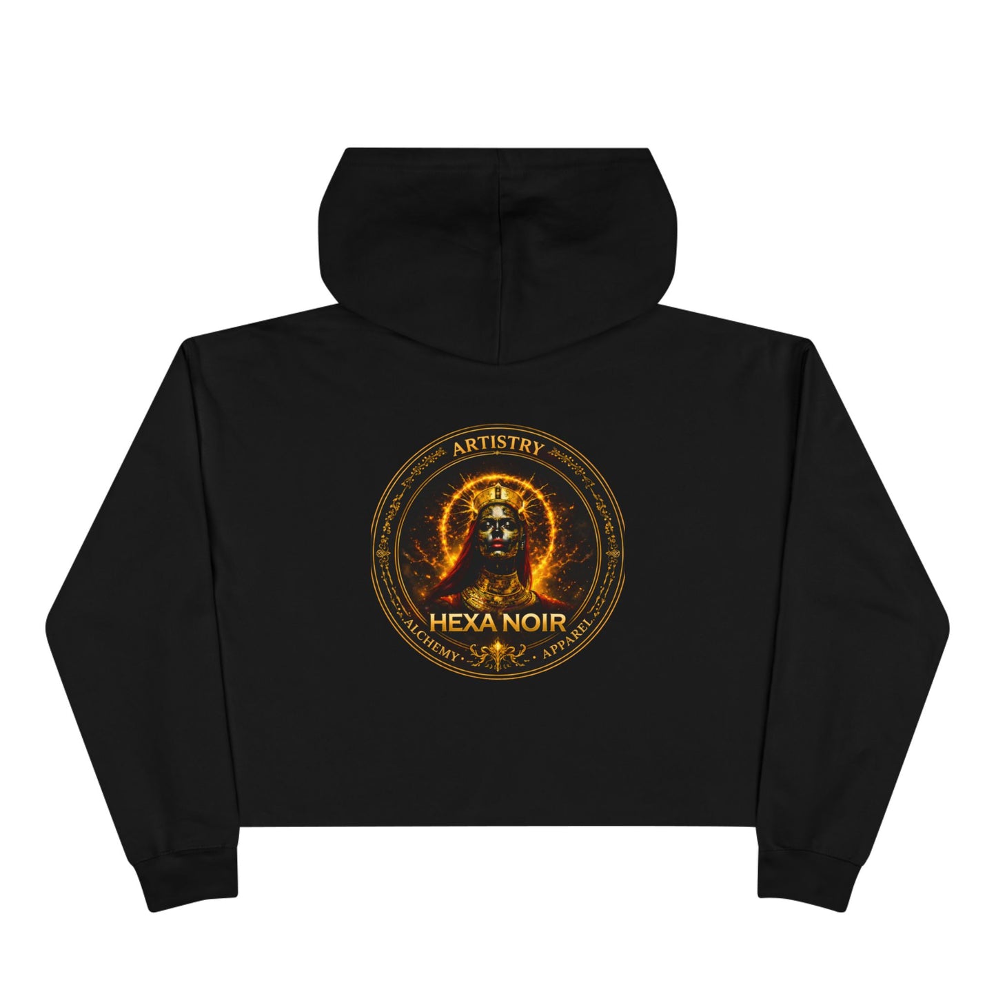 Hexa Noir Crop WENTCH Hoodie — Gold Sigil Graphic Crop Hoodie