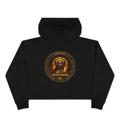 Hexa Noir Crop WENTCH Hoodie — Gold Sigil Graphic Crop Hoodie