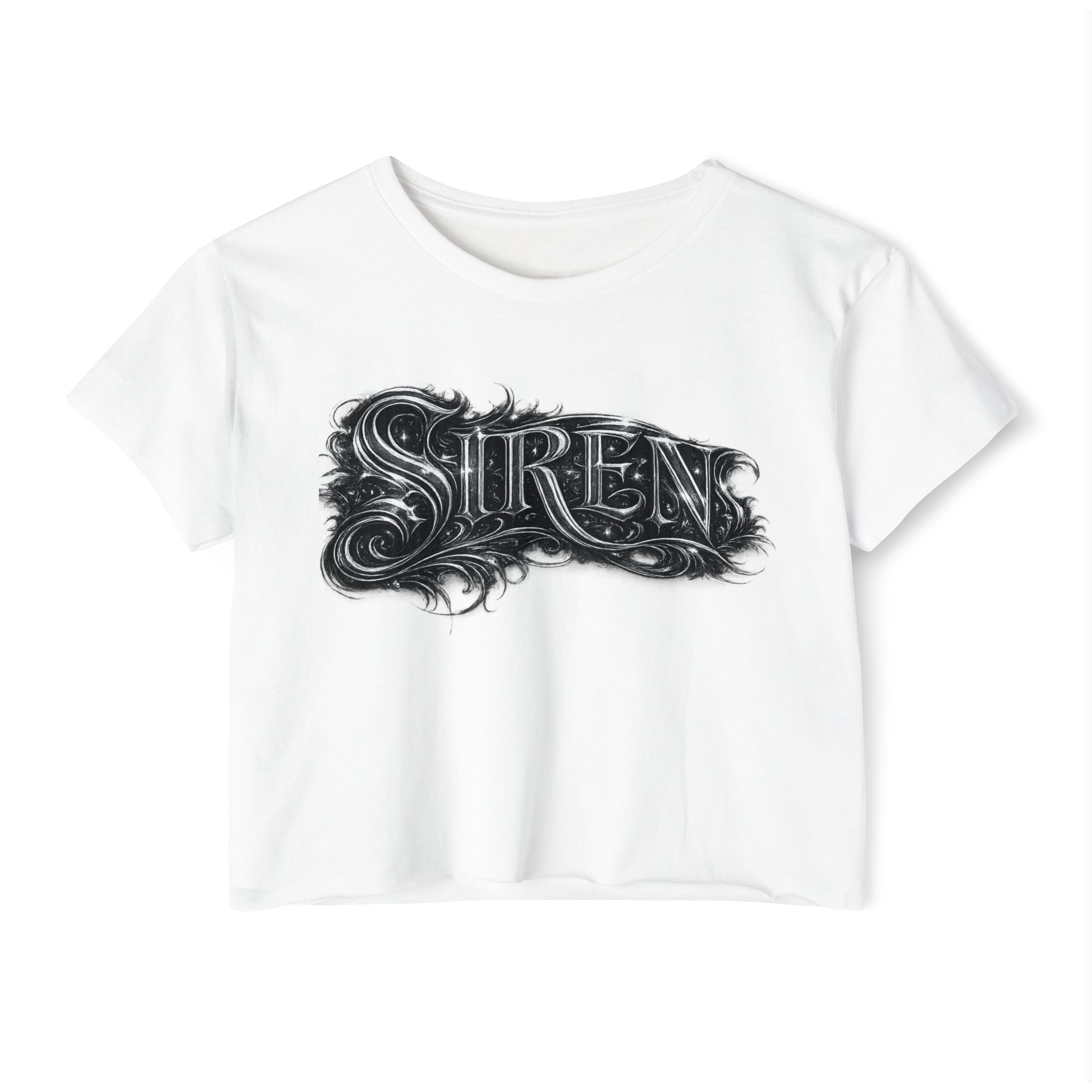 Siren Festival Crop Top — Gothic Mermaid Moon Graphic Tee