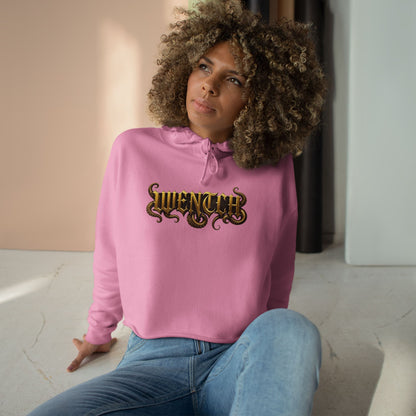Hexa Noir Crop WENTCH Hoodie — Gold Sigil Graphic Crop Hoodie