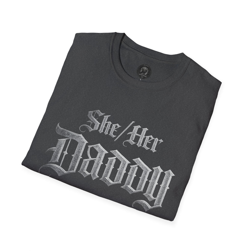 She/Her Daddy Gothic T-Shirt — Hexa Noir Back Logo