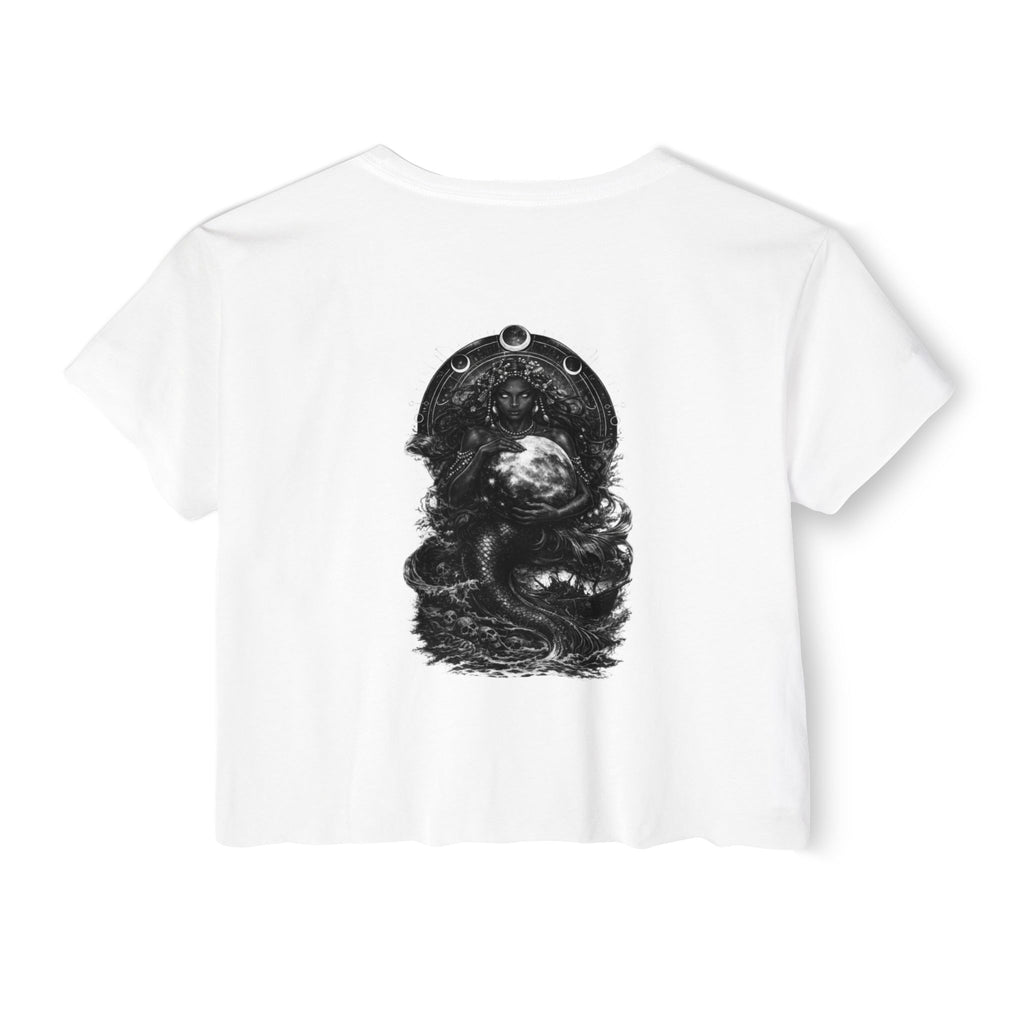 Siren Festival Crop Top — Gothic Mermaid Moon Graphic Tee