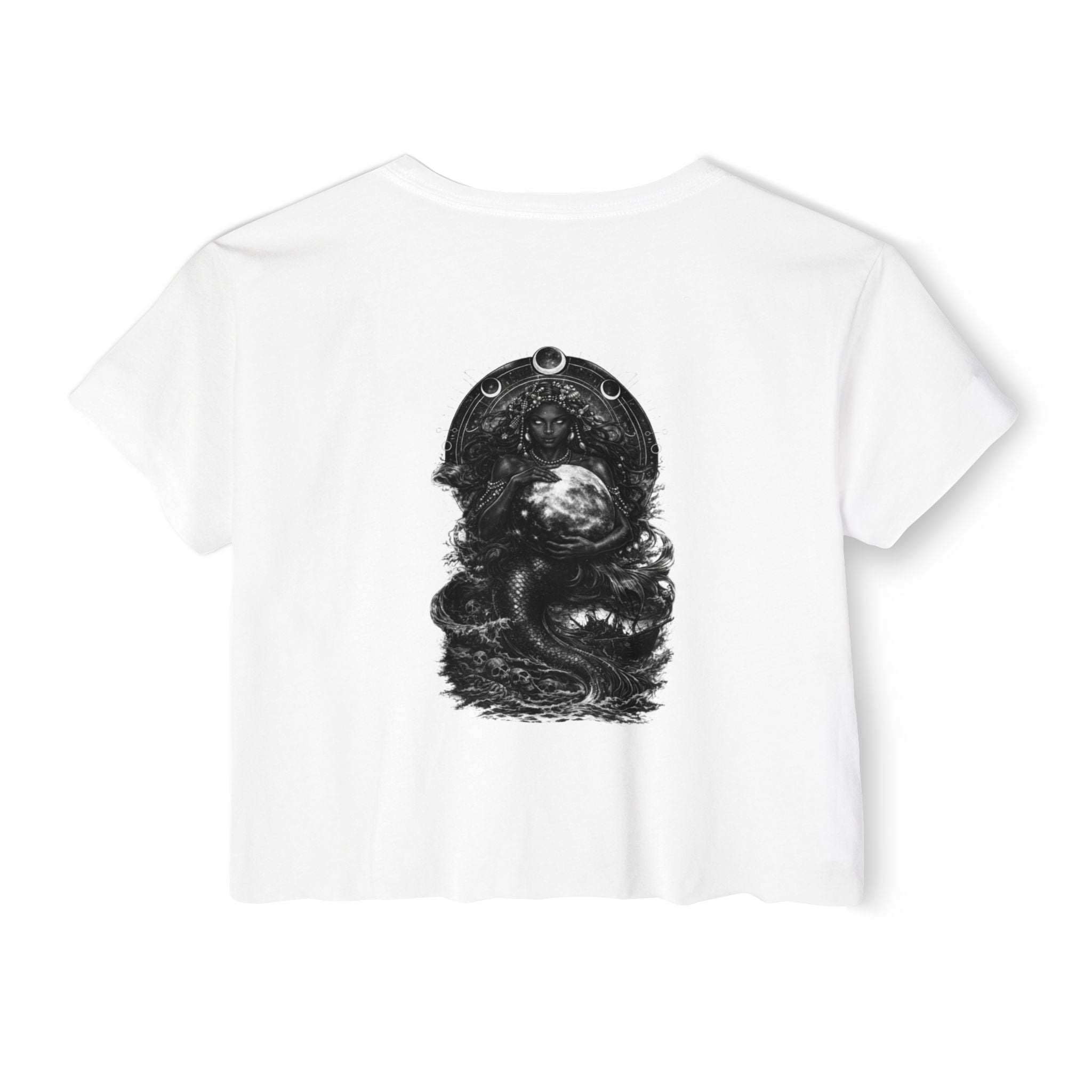 Siren Festival Crop Top — Gothic Mermaid Moon Graphic Tee