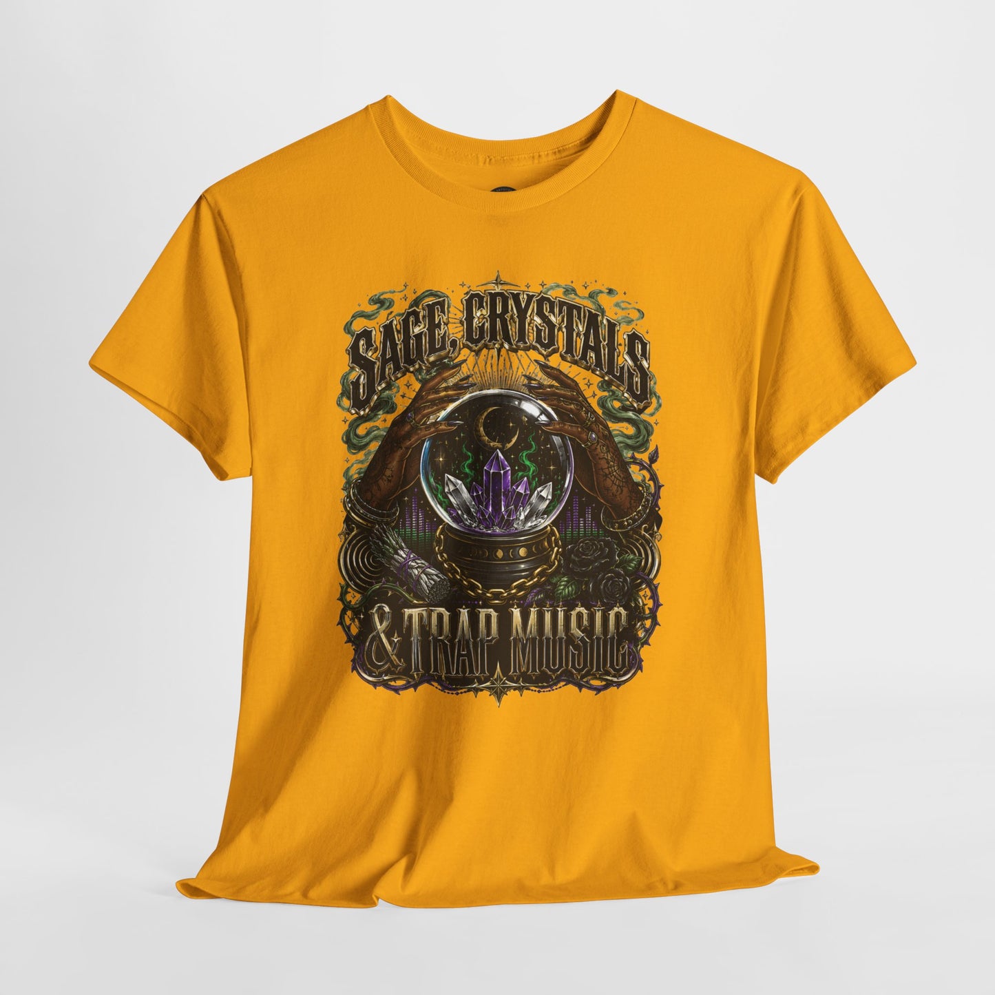 Sage, Crystals, and Trap Music, Casual Wear, Gift for Music Lovers, Spiritual Tee
