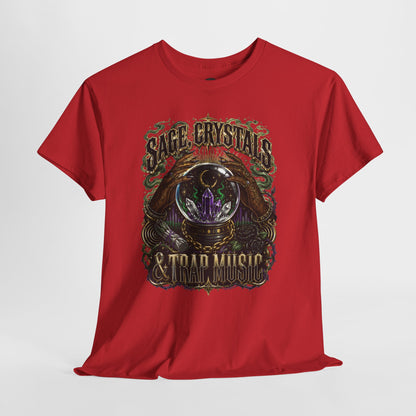 Sage, Crystals, and Trap Music, Casual Wear, Gift for Music Lovers, Spiritual Tee