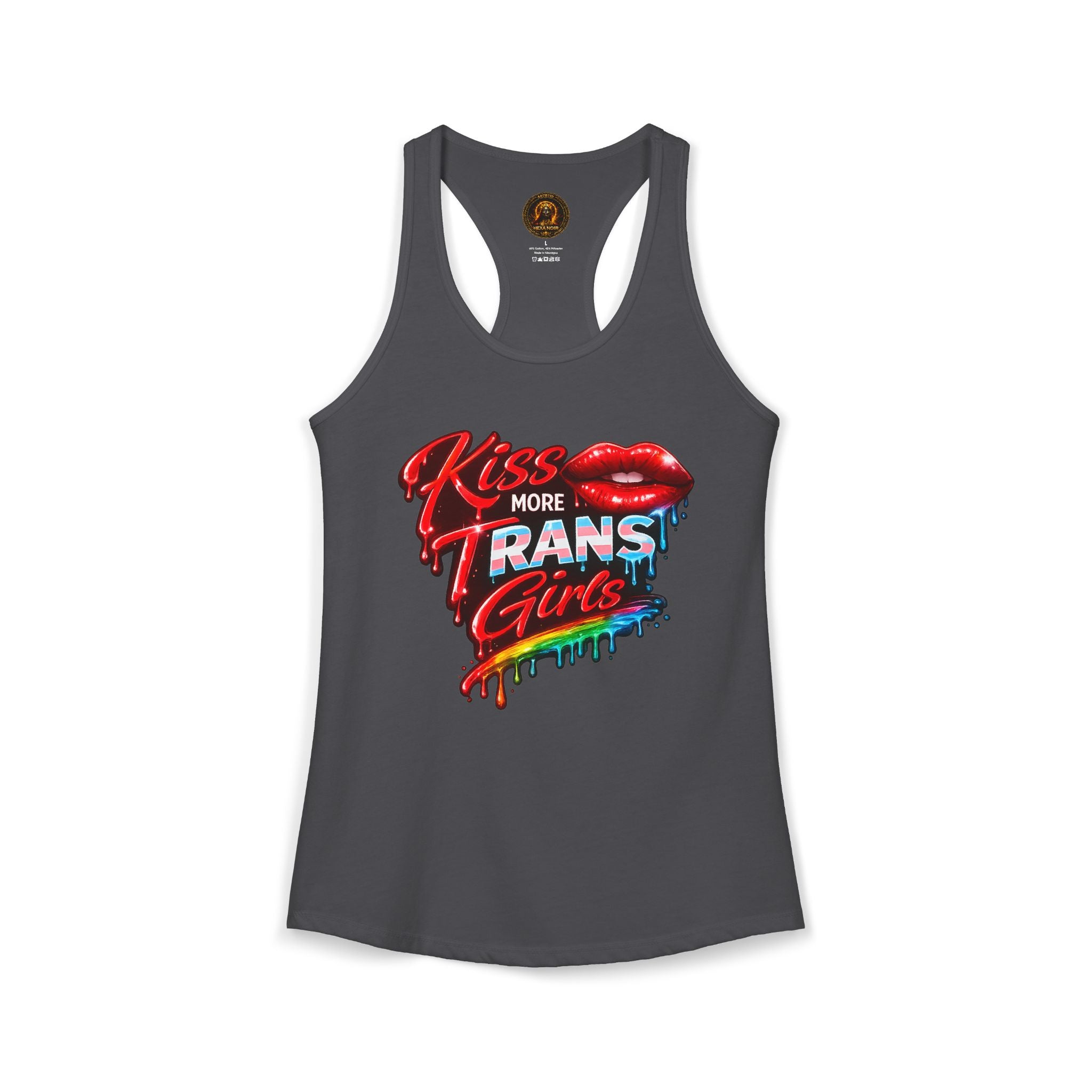 Kiss More Trans Girls Racerback Tank | Hexa Noir Pride '26 Collection