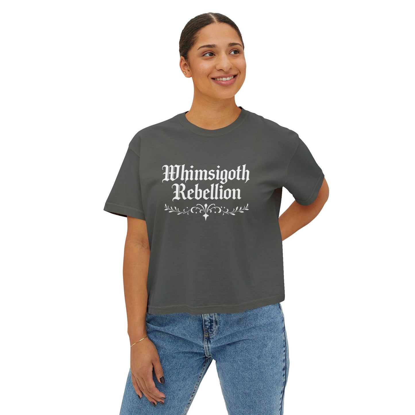 Whimsigoth Rebellion Boxy Tee — “Too Magical to Conform, Too Real to Ignore” Gothic Graphic Shirt