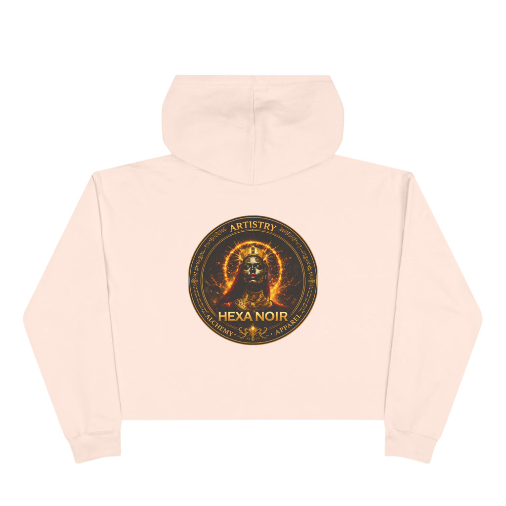 Hexa Noir Crop Hoodie — Gold Sigil Graphic Crop Hoodie
