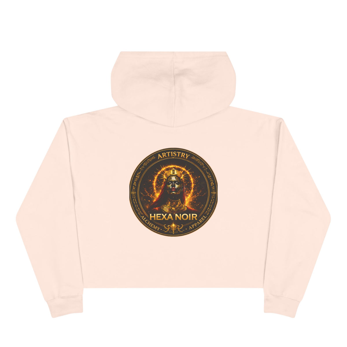 Hexa Noir Crop WENTCH Hoodie — Gold Sigil Graphic Crop Hoodie