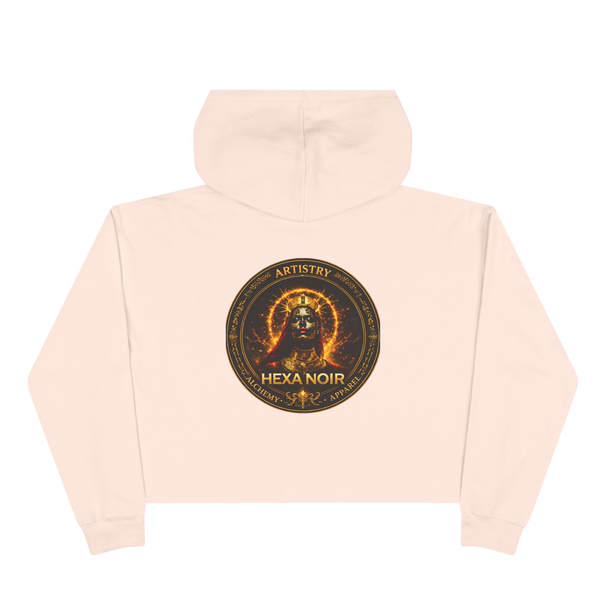 Hexa Noir Crop Hoodie — Gold Sigil Graphic Crop Hoodie