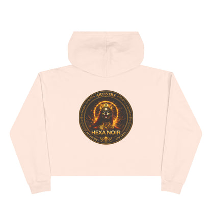 Hexa Noir Crop WENTCH Hoodie — Gold Sigil Graphic Crop Hoodie