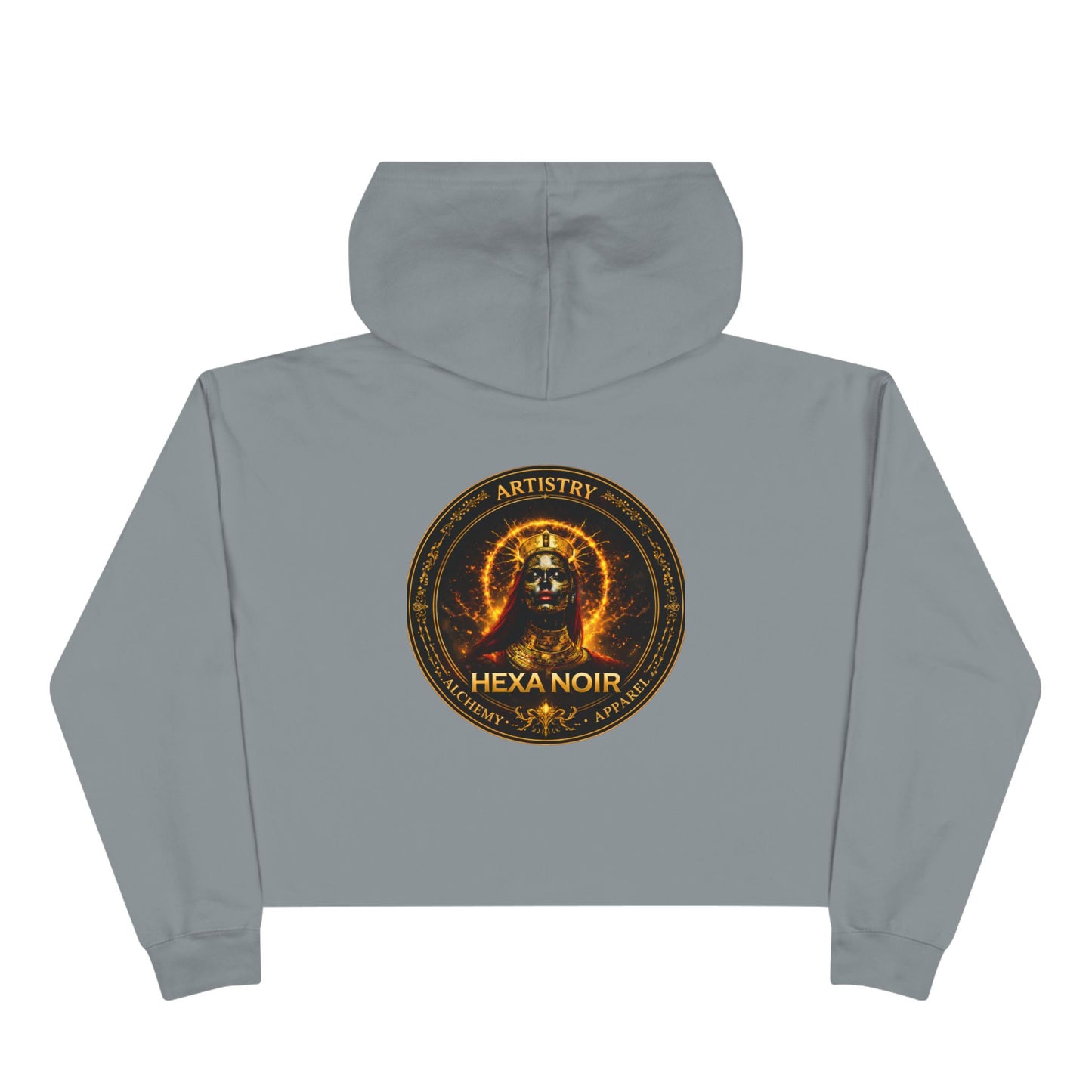 Hexa Noir Crop WENTCH Hoodie — Gold Sigil Graphic Crop Hoodie