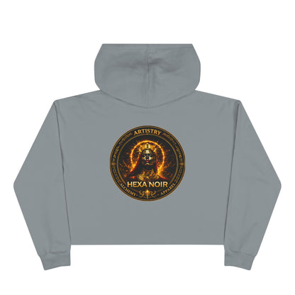 Hexa Noir Crop WENTCH Hoodie — Gold Sigil Graphic Crop Hoodie