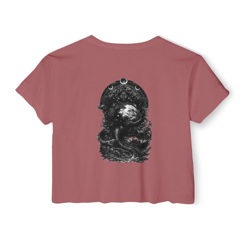 Siren Festival Crop Top — Gothic Mermaid Moon Graphic Tee