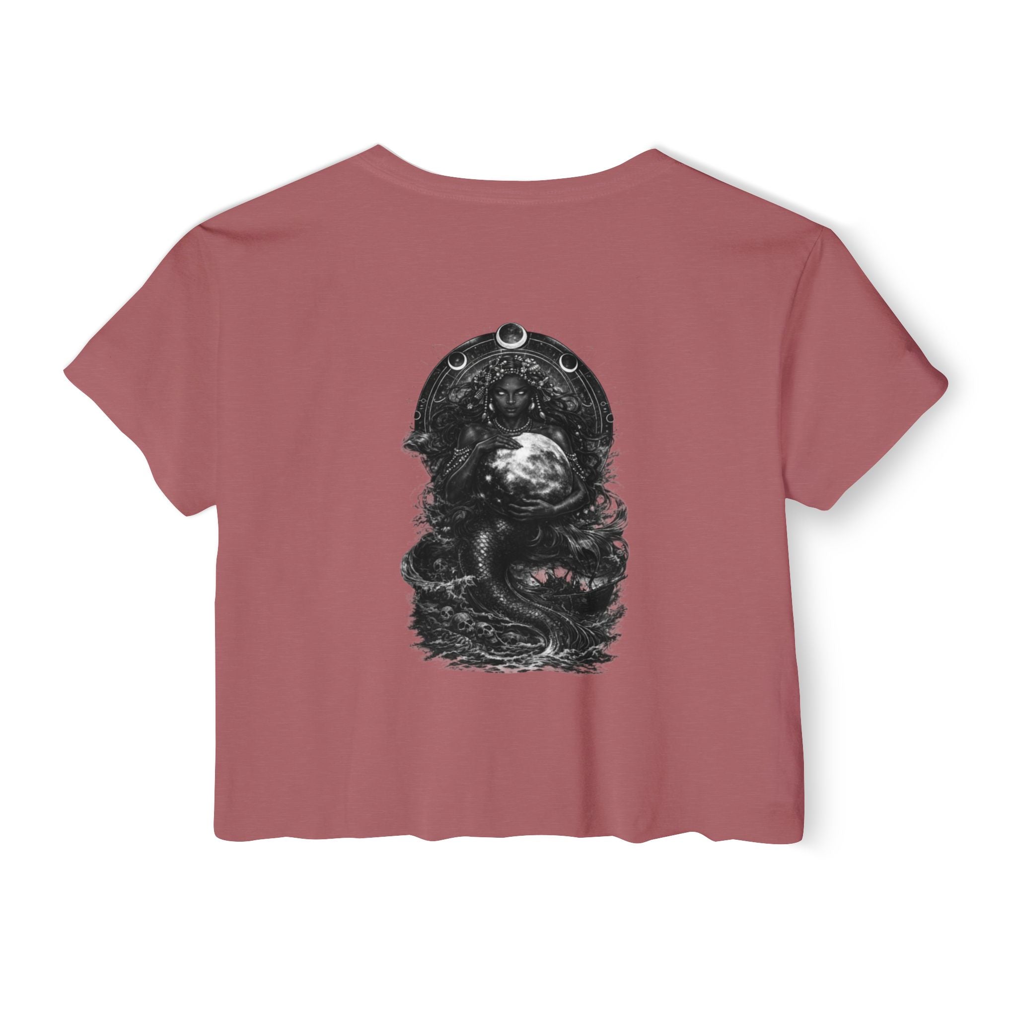 Siren Festival Crop Top — Gothic Mermaid Moon Graphic Tee