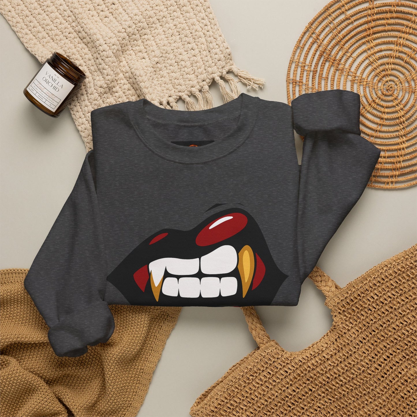 Vampire Bite Crewneck Sweatshirt | Gothic Streetwear | Dark Feminine Fashion | Edgy Alt Style |