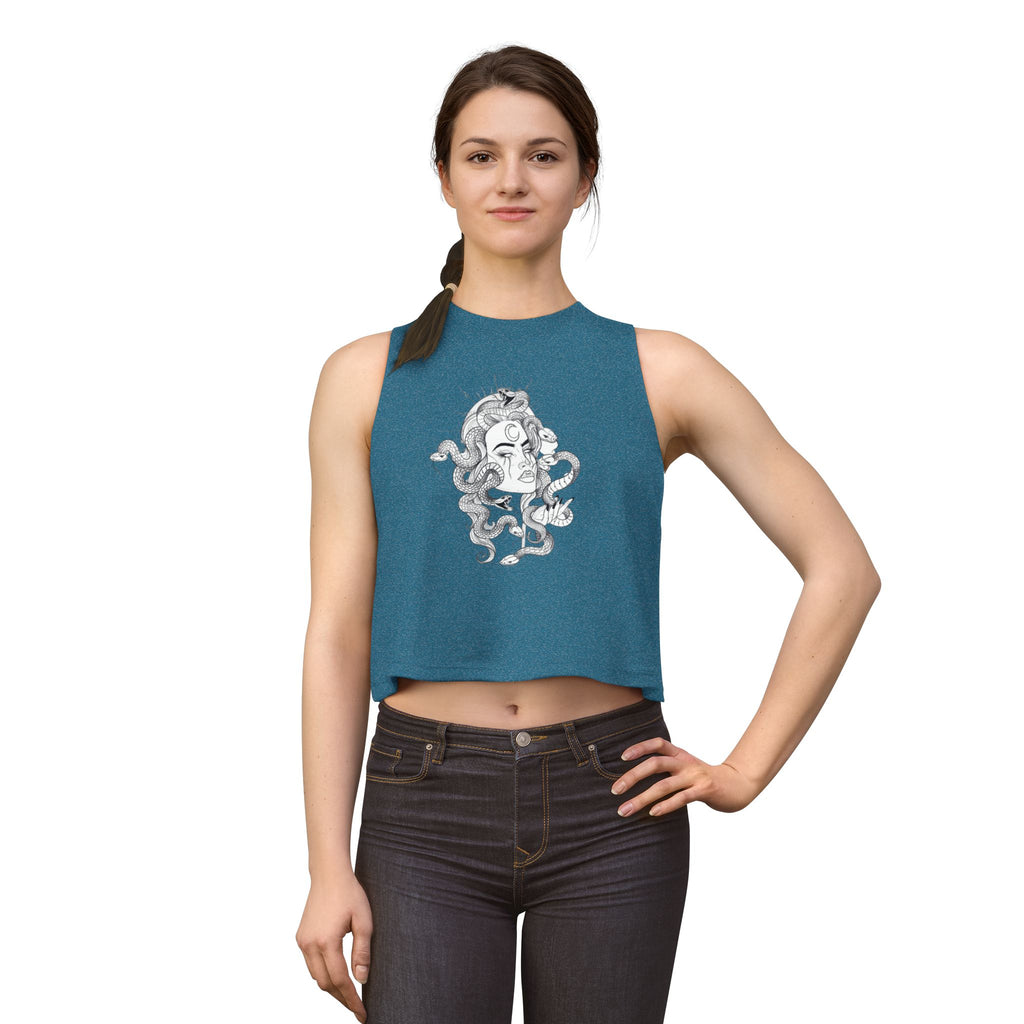 Medusa Illustration Crop Top — Mythical Goddess Graphic Tank