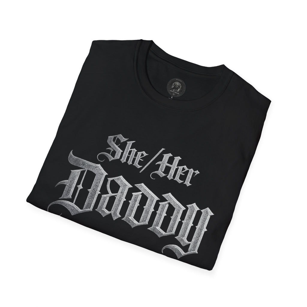 She/Her Daddy Gothic T-Shirt — Hexa Noir Back Logo