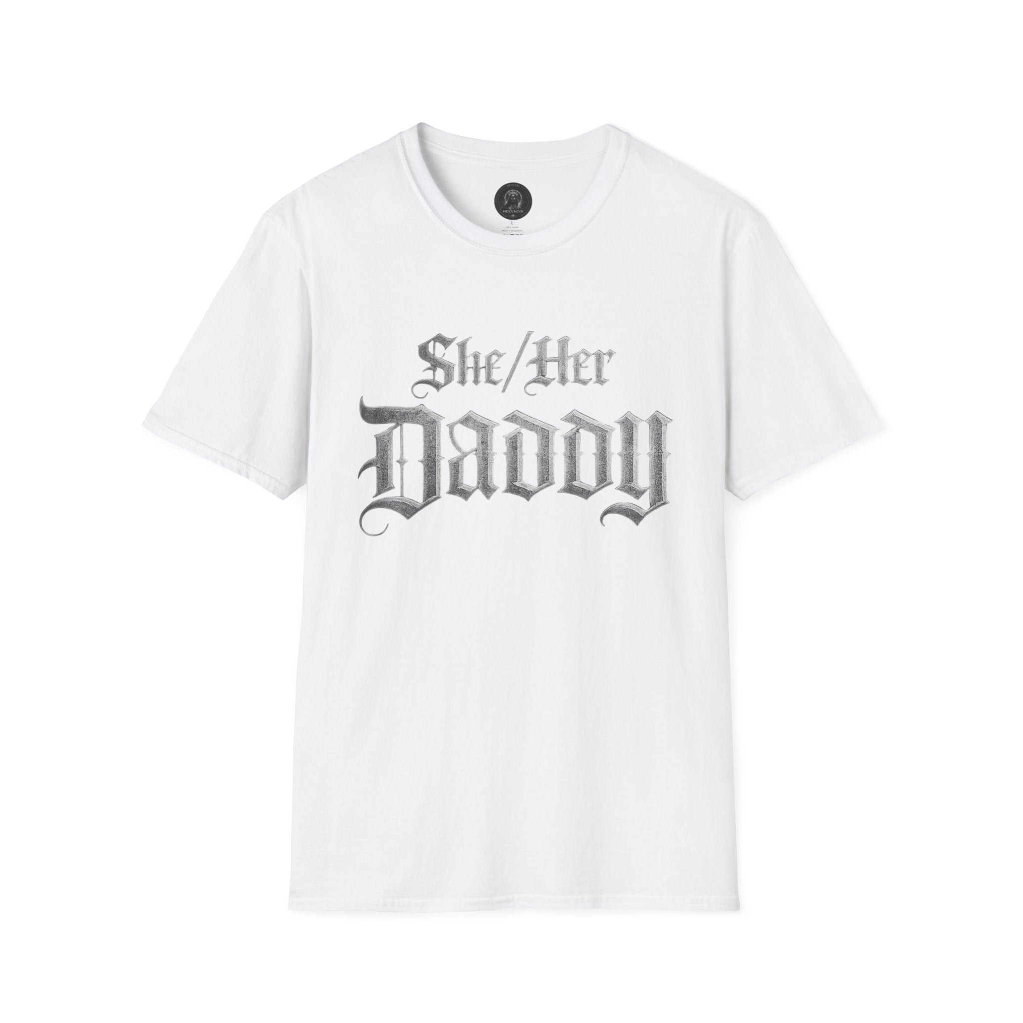 She/Her Daddy Gothic T-Shirt — Hexa Noir Back Logo