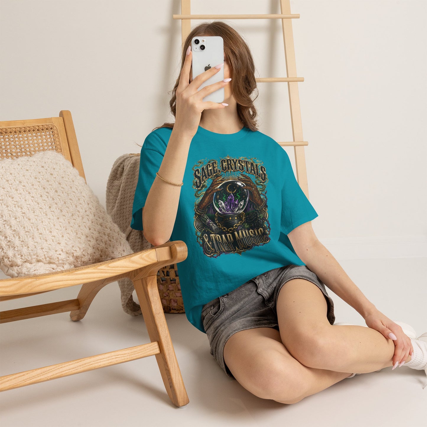 Sage, Crystals, and Trap Music, Casual Wear, Gift for Music Lovers, Spiritual Tee