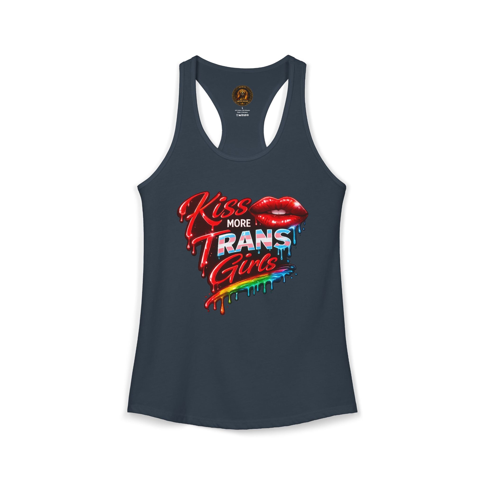 Kiss More Trans Girls Racerback Tank | Hexa Noir Pride '26 Collection