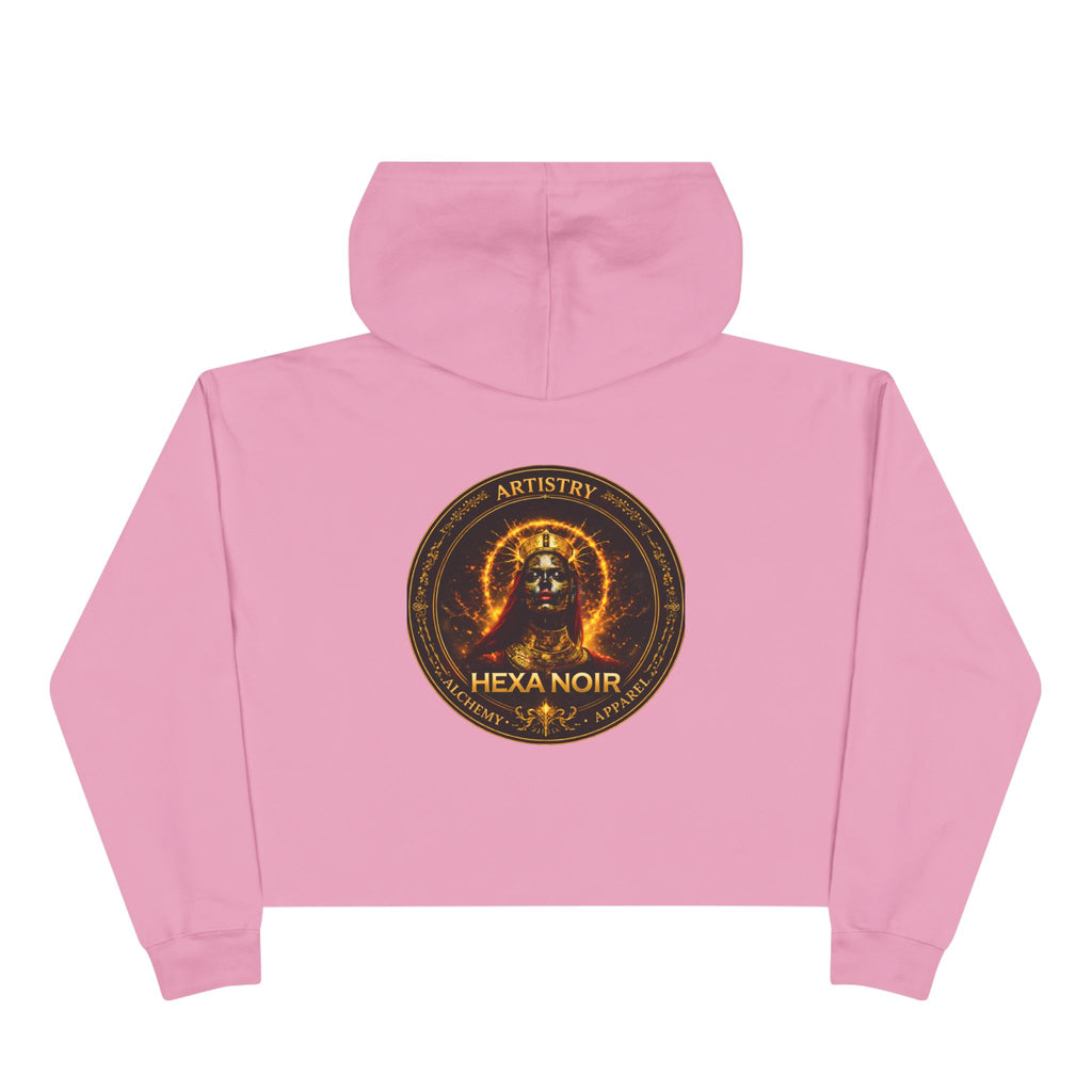 Hexa Noir Crop Hoodie — Gold Sigil Graphic Crop Hoodie