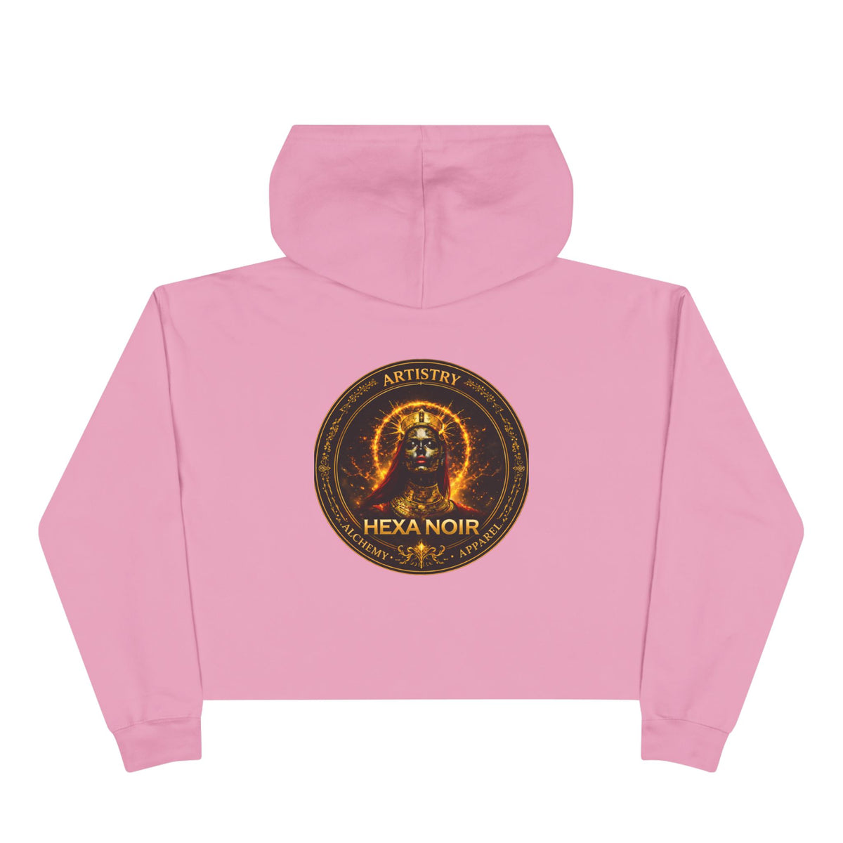 Hexa Noir Crop WENTCH Hoodie — Gold Sigil Graphic Crop Hoodie