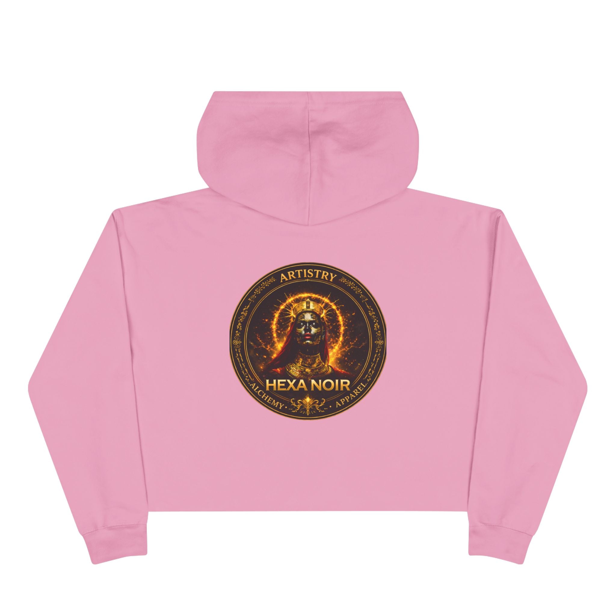 Hexa Noir Crop Hoodie — Gold Sigil Graphic Crop Hoodie