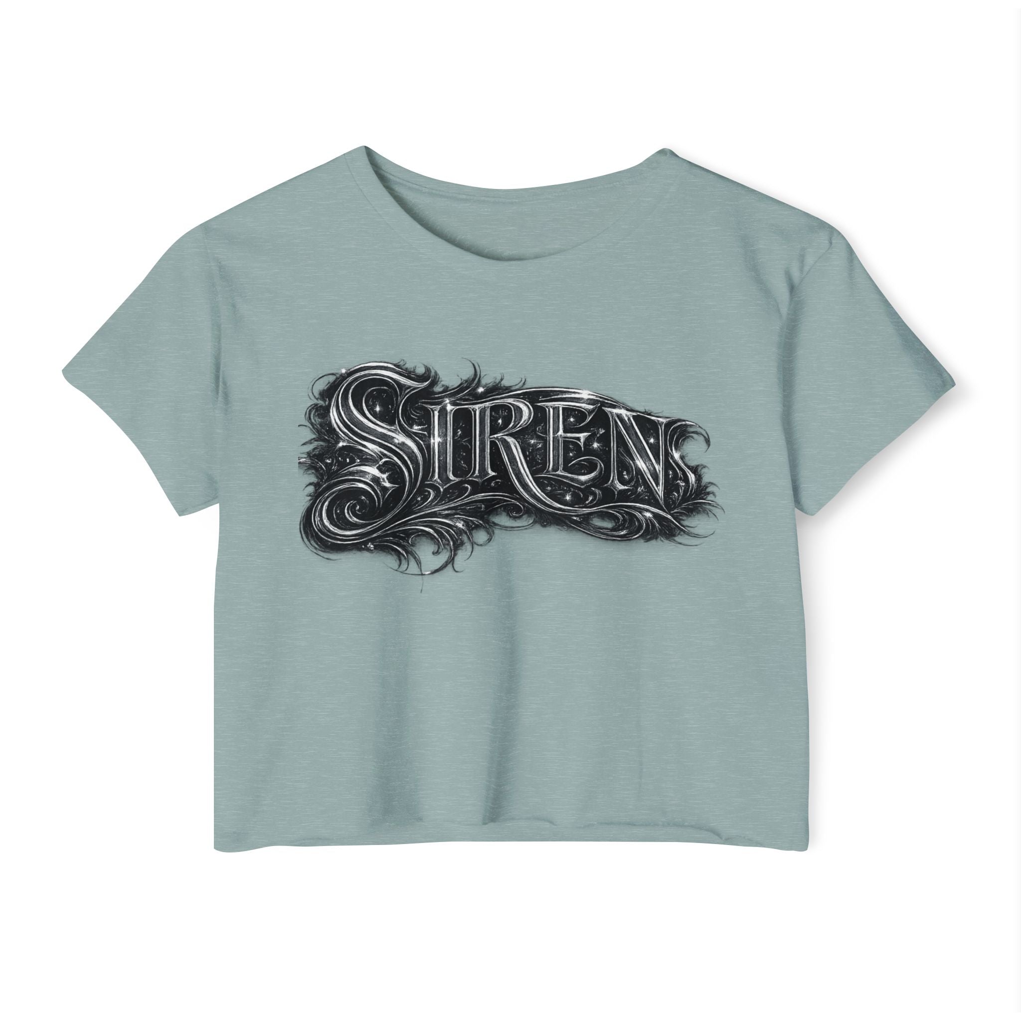 Siren Festival Crop Top — Gothic Mermaid Moon Graphic Tee