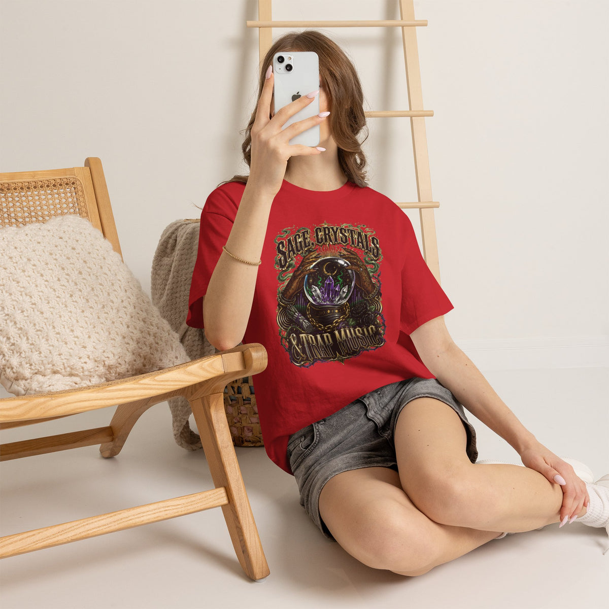 Sage, Crystals, and Trap Music, Casual Wear, Gift for Music Lovers, Spiritual Tee