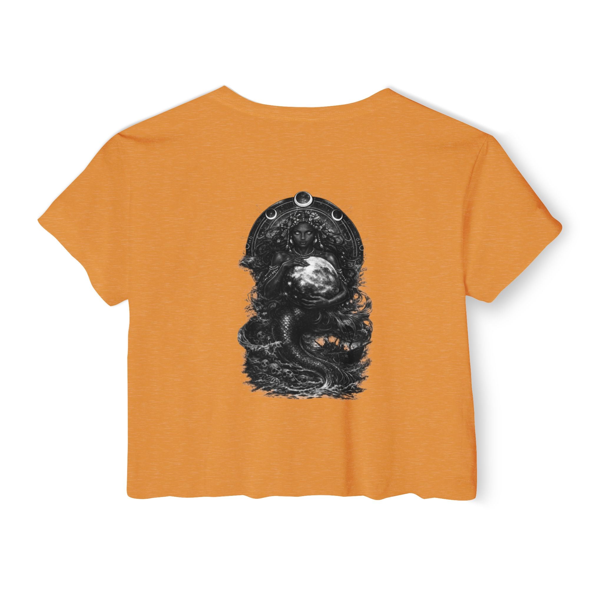 Siren Festival Crop Top — Gothic Mermaid Moon Graphic Tee