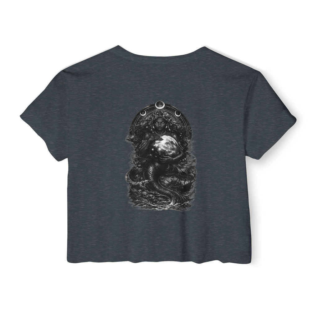 Siren Festival Crop Top — Gothic Mermaid Moon Graphic Tee