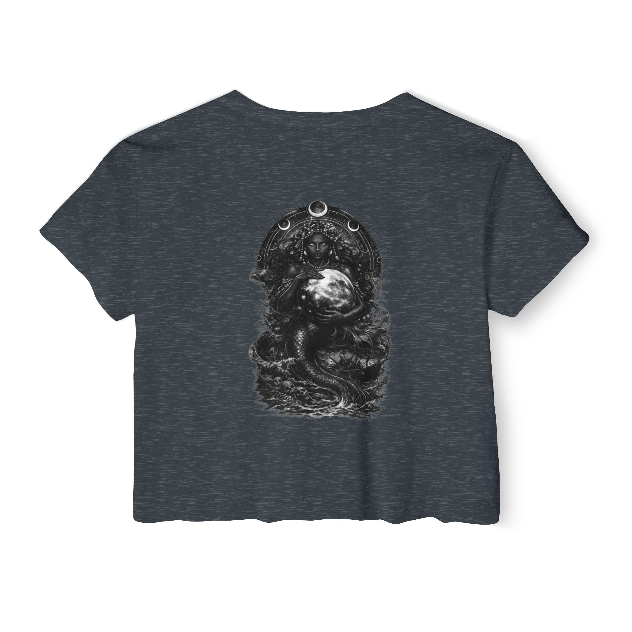 Siren Festival Crop Top — Gothic Mermaid Moon Graphic Tee