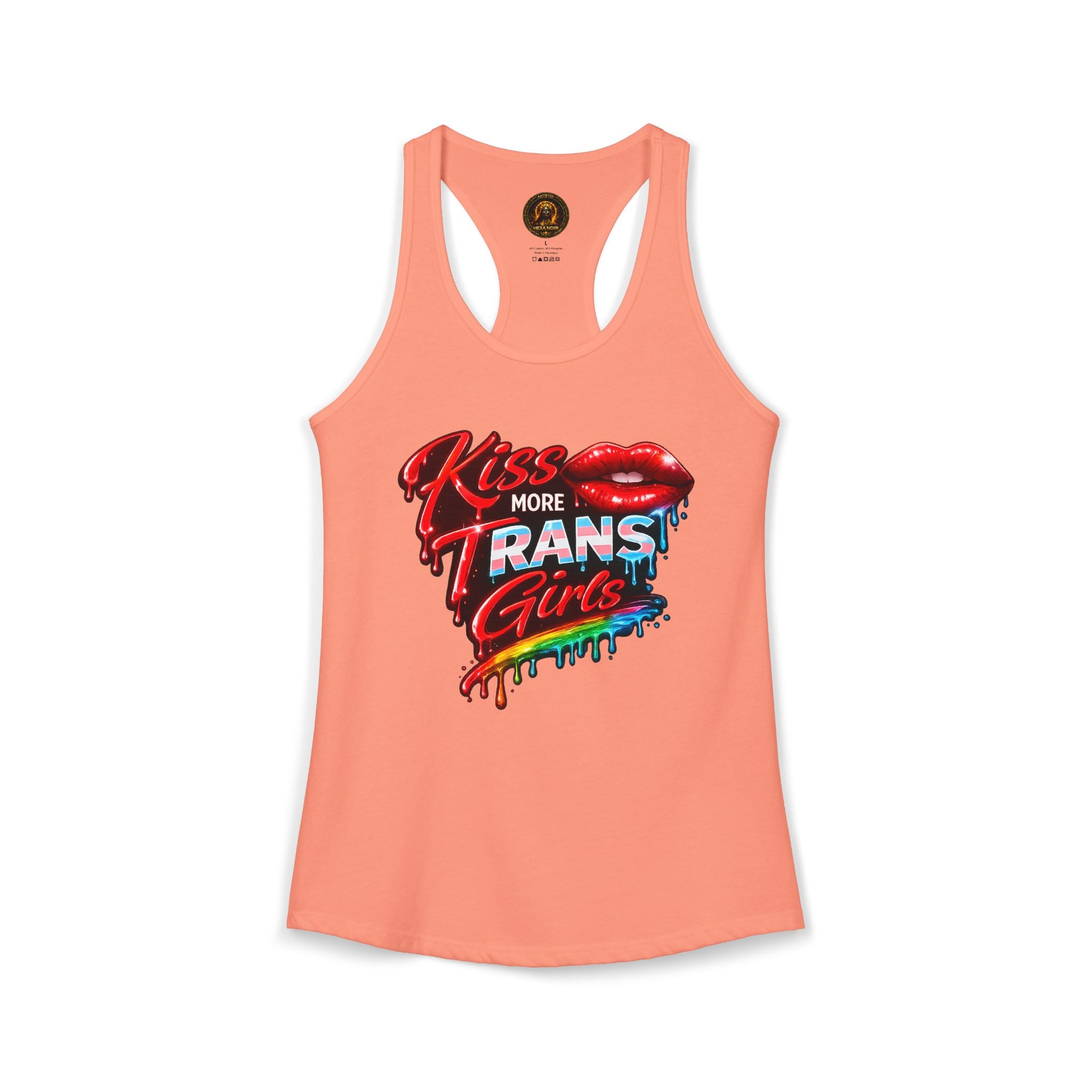 Kiss More Trans Girls Racerback Tank | Hexa Noir Pride '26 Collection