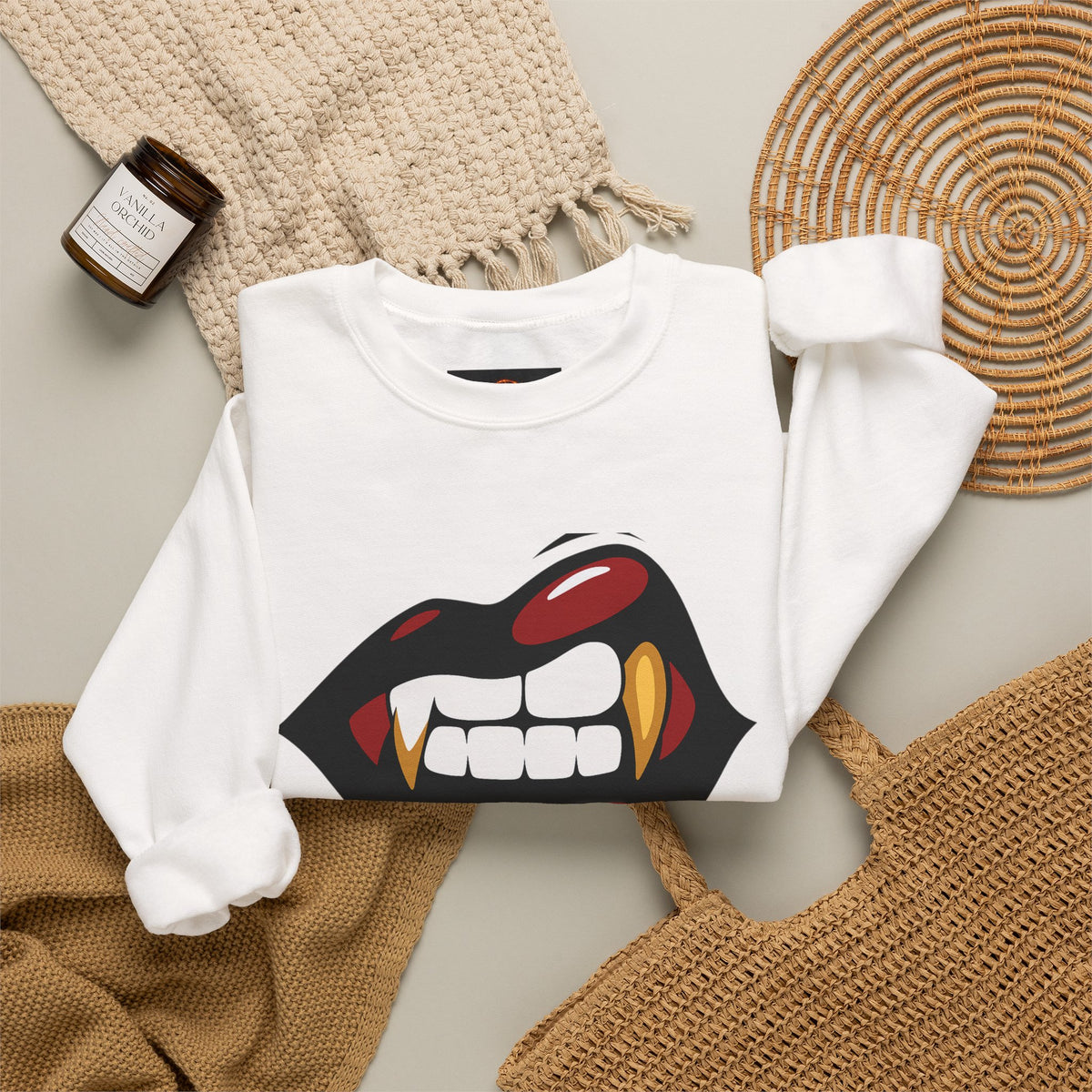 Vampire Bite Crewneck Sweatshirt | Gothic Streetwear | Dark Feminine Fashion | Edgy Alt Style |